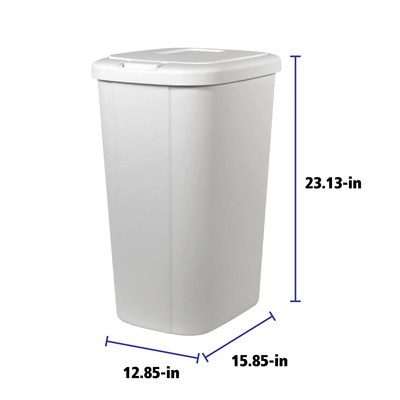 Hefty 13.3 Gallon Touch Top Trash Can with Spring Loaded Lid, 4 Pack, White