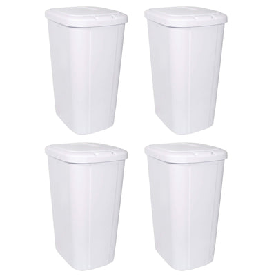 Hefty 13.3 Gallon Touch Top Trash Can with Spring Loaded Lid, 4 Pack, White