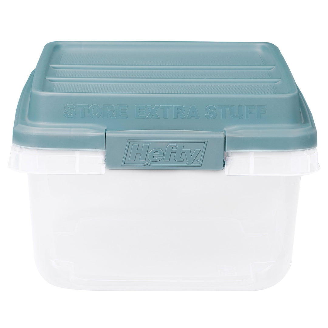 Hefty 18 Qt Hi-Rise Stackable Plastic Storage Bin with Lid, 8 Pack, Smoke Blue