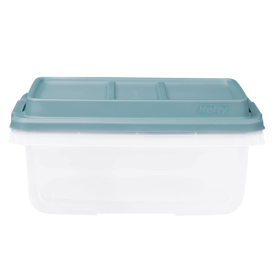 Hefty 18 Qt Hi-Rise Stackable Plastic Storage Bin w/Lid, 8pk, Blue (Open Box)