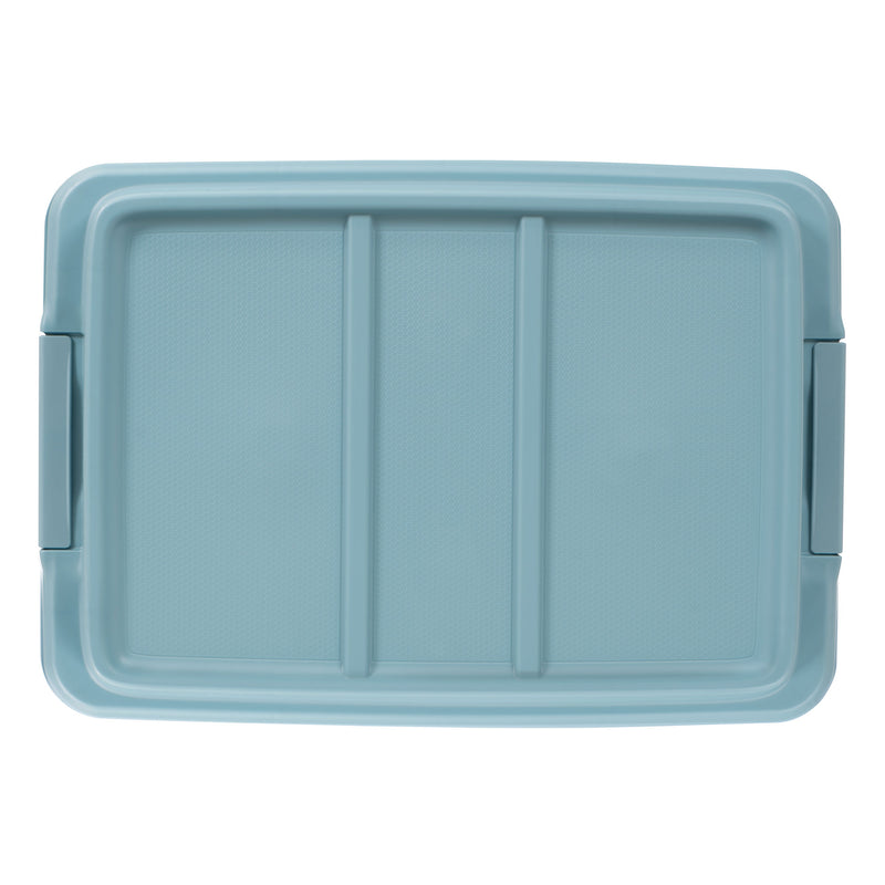 Hefty 18 Qt Hi-Rise Stackable Plastic Storage Bin with Lid, 8 Pack, Smoke Blue