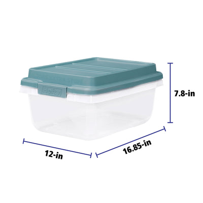 Hefty 18 Qt Hi-Rise Stackable Plastic Storage Bin W Lid, 8 Pk, Smoke Blue (Used)