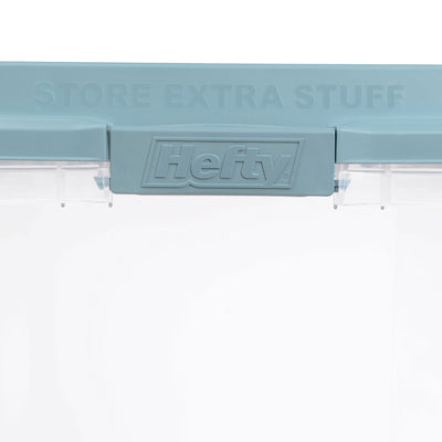 Hefty 18 Qt Hi-Rise Stackable Plastic Storage Bin W Lid, 8 Pk, Smoke Blue (Used)