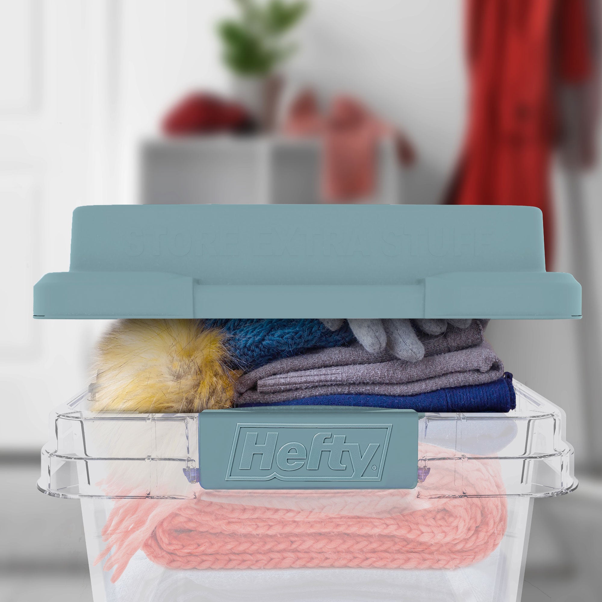Hefty 18 Qt Hi-Rise Stackable Plastic Storage Bin w/Lid, 8pk, Blue (Open Box) - VMInnovations