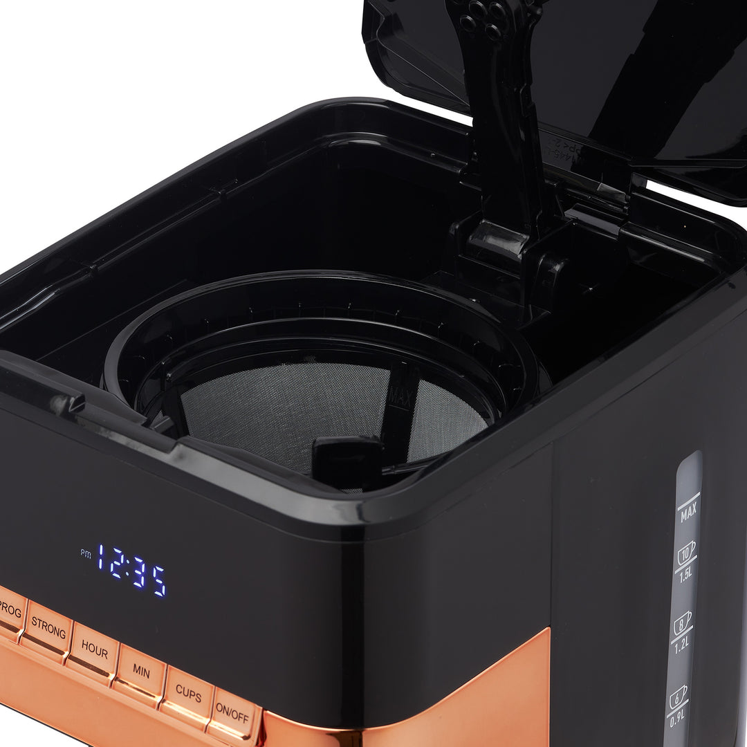 Haden Quintessential 12 Cup Programmable Coffee Maker, Black/Copper (Open Box) - VMInnovations