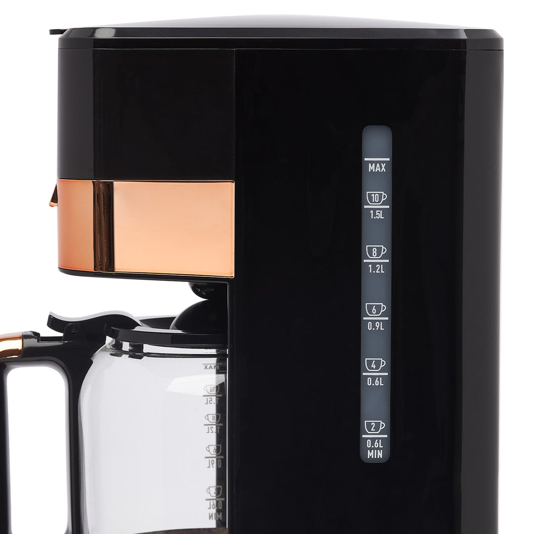 Haden Quintessential 12 Cup Programmable Coffee Maker, Black/Copper (Open Box) - VMInnovations