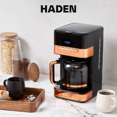 Haden Quintessential 12 Cup Programmable Coffee Maker, Black/Copper (Open Box) - VMInnovations