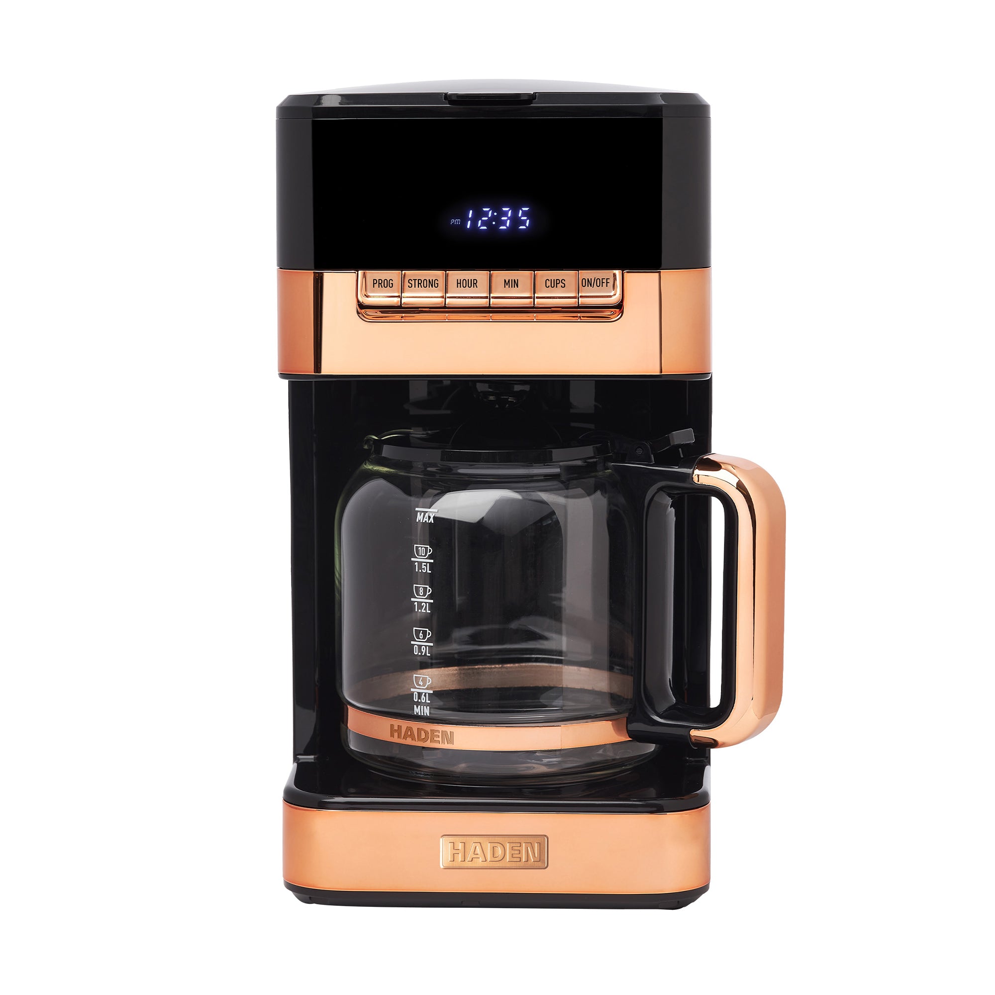 Haden Quintessential 12 Cup Programmable Coffee Maker, Black/Copper (Open Box)