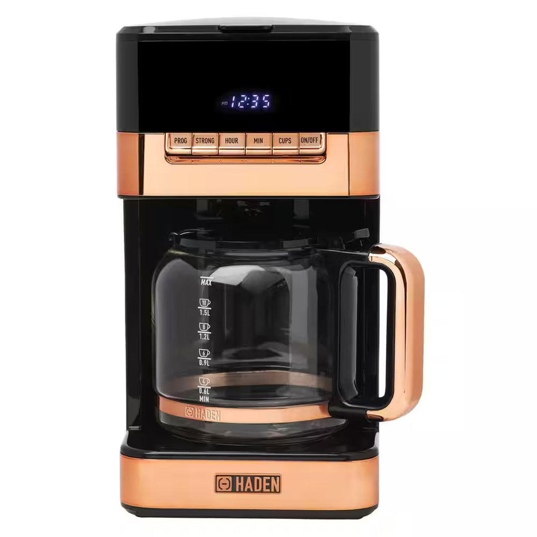 Haden Quintessential 12 Cup Programmable Digital Coffee Maker, Black/Copper