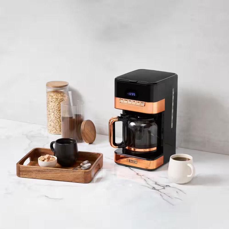 Haden Quintessential 12 Cup Programmable Coffee Maker, Black/Copper (Open Box)