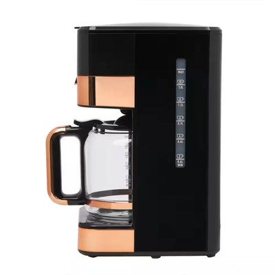 Haden Quintessential 12 Cup Programmable Coffee Maker, Black/Copper (Open Box)