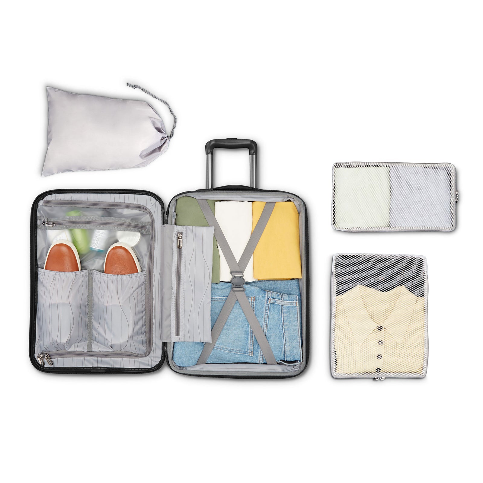 American ColorLite II 2pc Hard Side Luggage Set w/Wheels, Black (Open Box) - VMInnovations