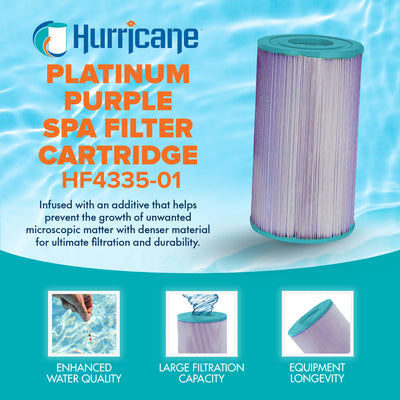 Hurricane Filters HF4335-01P Platinum Purple Spa Filter Cartridge Replacement (4 Pack)