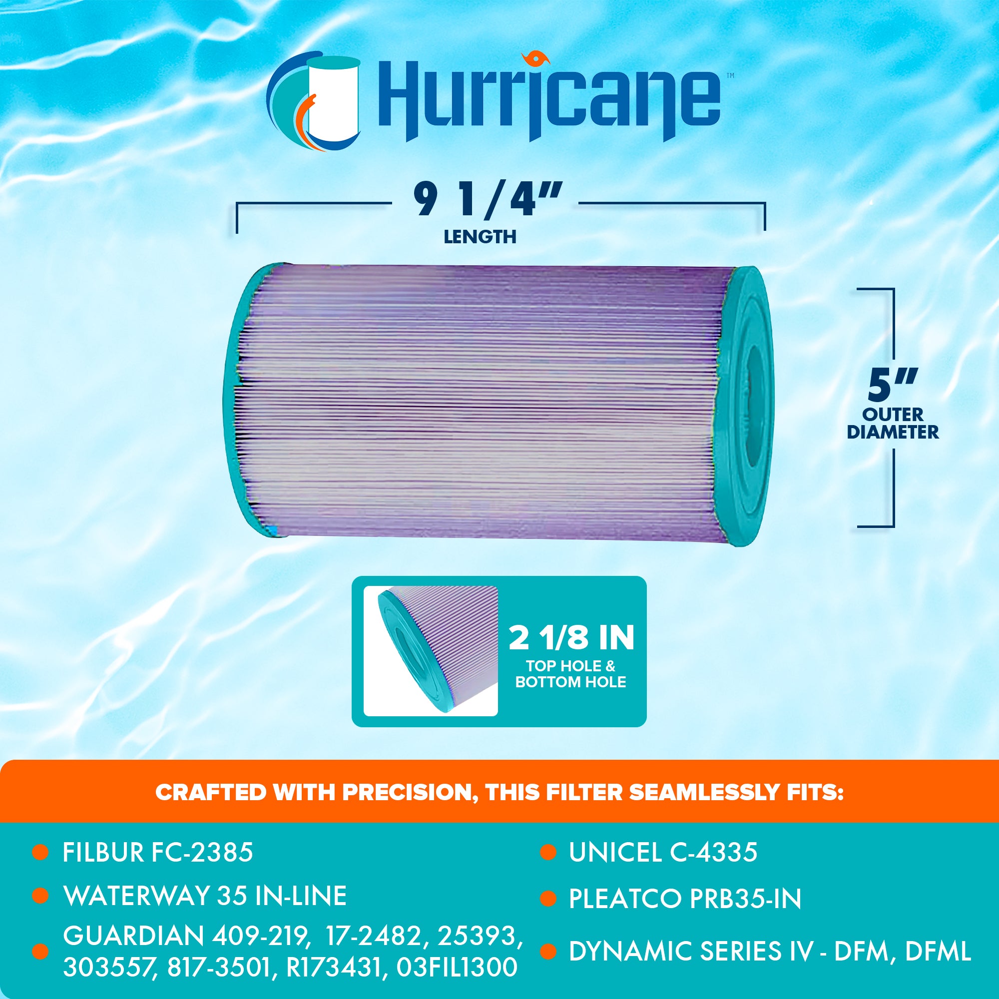 Hurricane Filters HF4335-01P Platinum Purple Spa Filter Cartridge Replacement (4 Pack)
