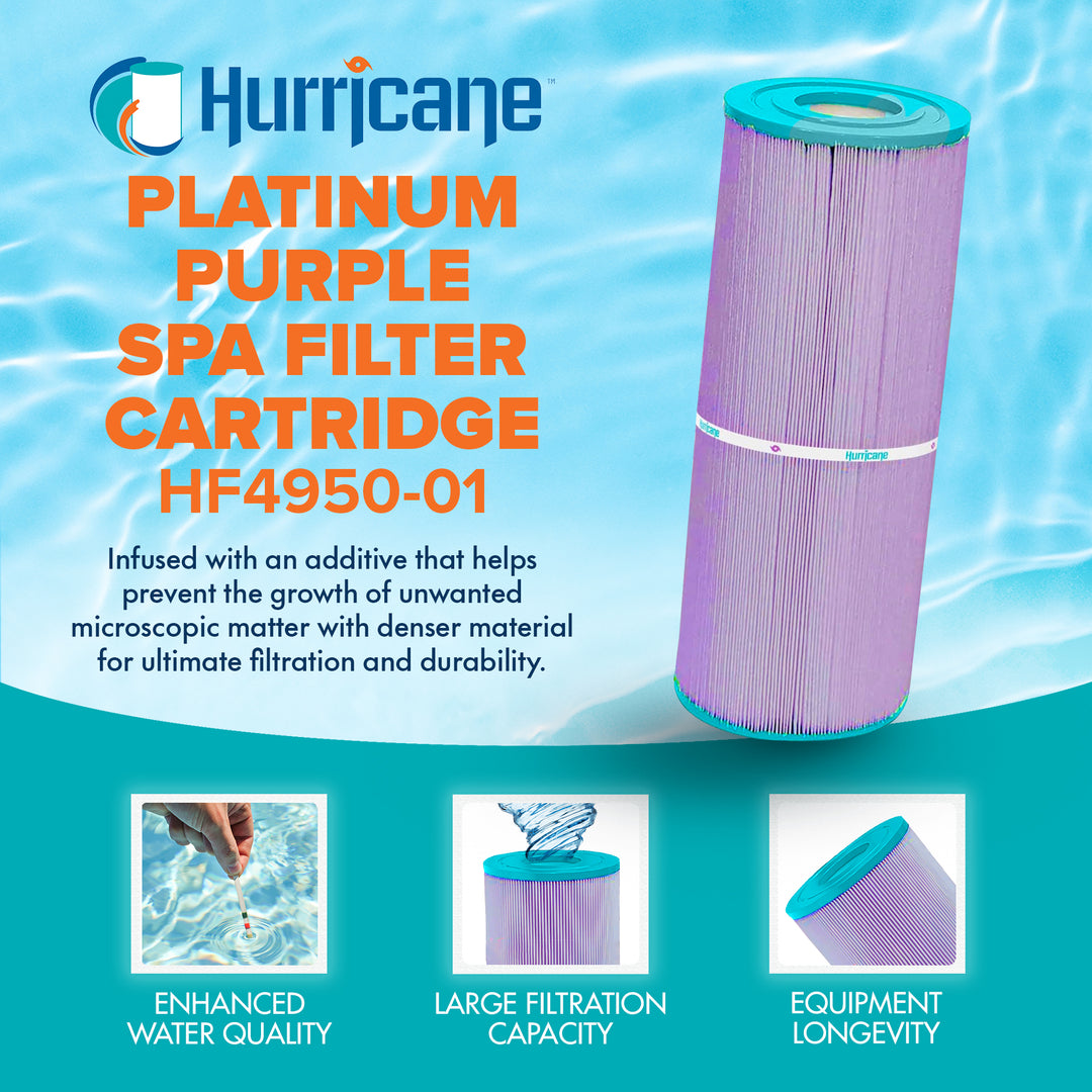 Hurricane 4 Pack HF4950-01P Platinum Purple Spa Filter Cartridge Replacement
