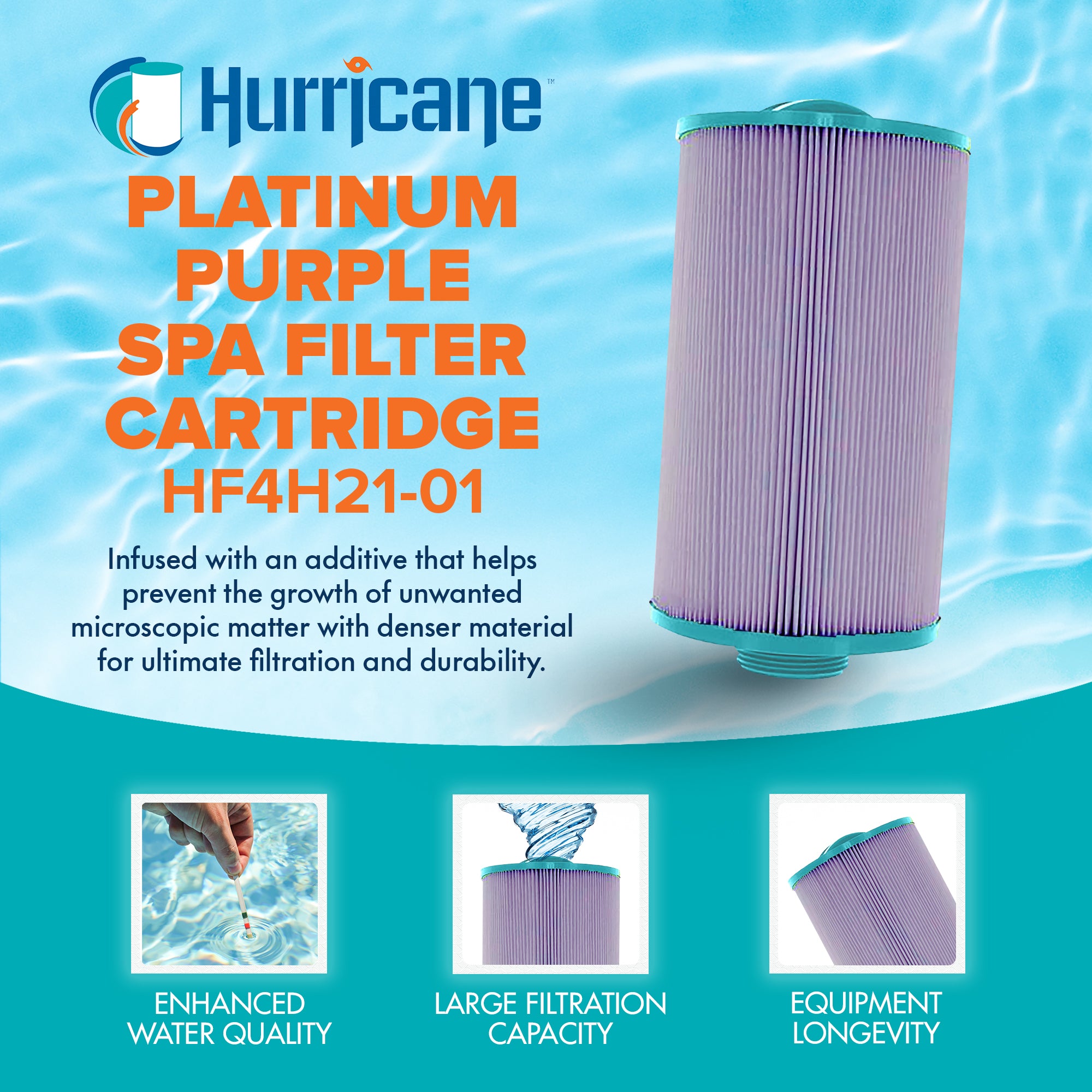 Hurricane Filters Platinum Purple Spa Filter Cartridge Replacement (Open Box) - VMInnovations