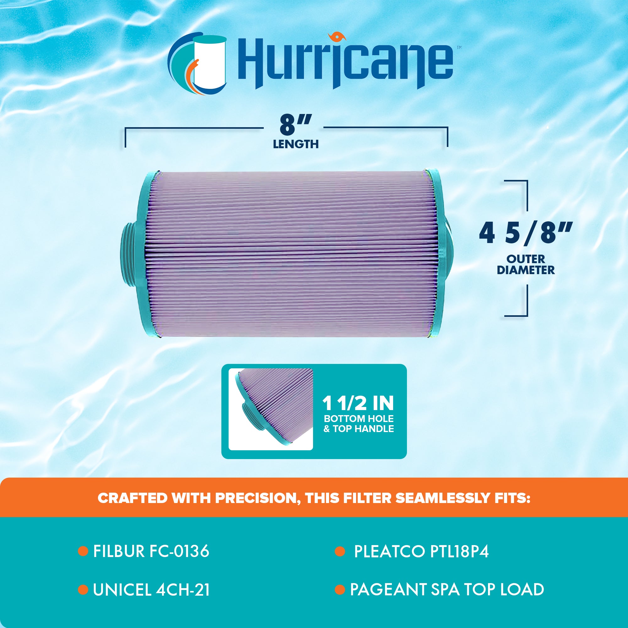 Hurricane Filters Platinum Purple Spa Filter Cartridge Replacement (Open Box) - VMInnovations