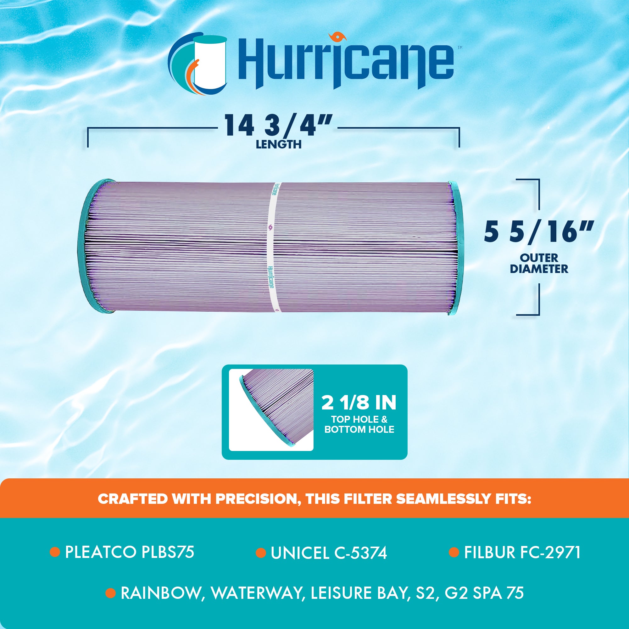 Hurricane 3 Pack HF5374-01P Platinum Purple Spa Filter Cartridge Replacement - VMInnovations