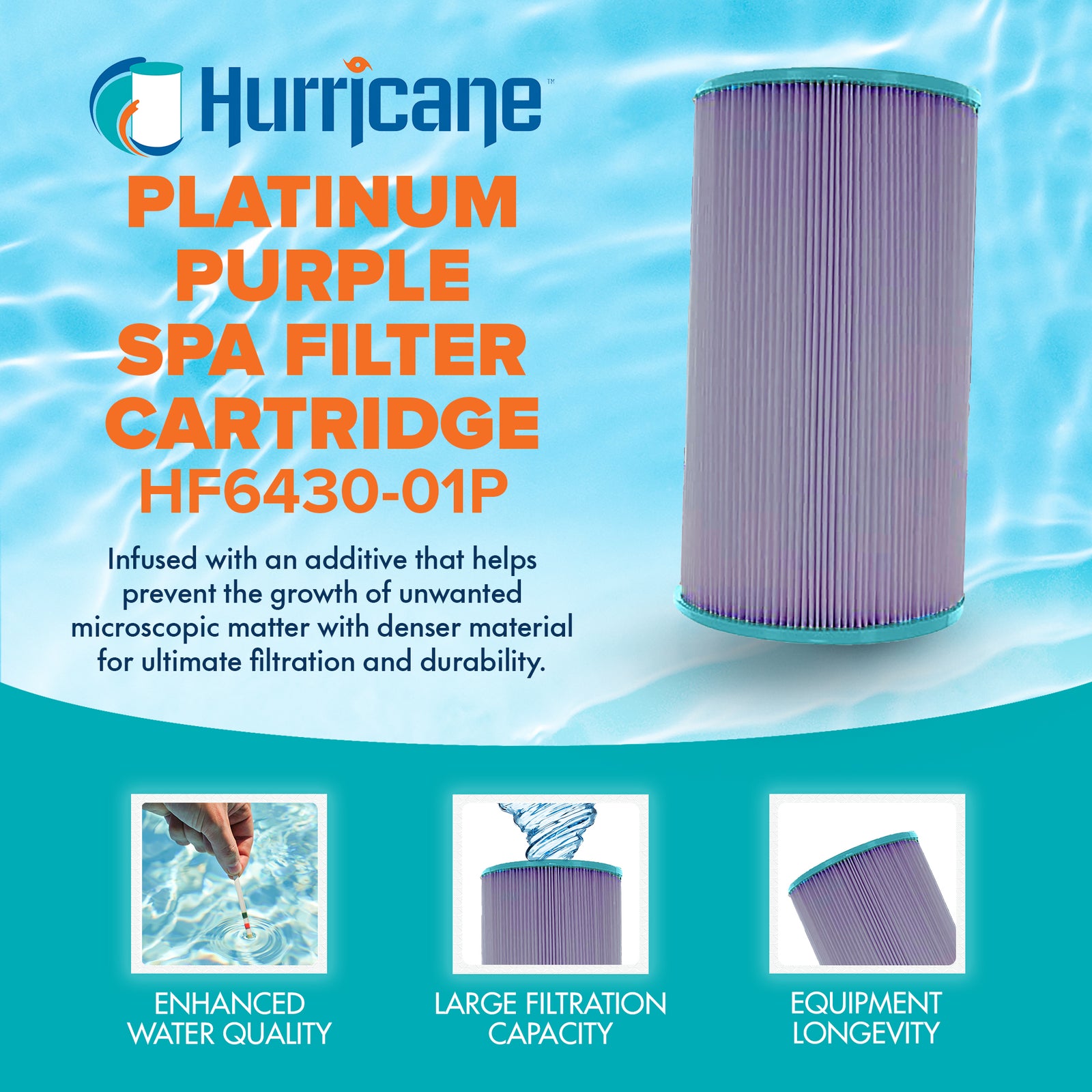 Hurricane 3 Pack HF6430-01P Platinum Purple Spa Filter Cartridge Replacement - VMInnovations