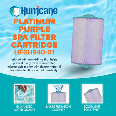 Hurricane Filters HF6H940-01P Platinum Purple Spa Filter Cartridge Replacement