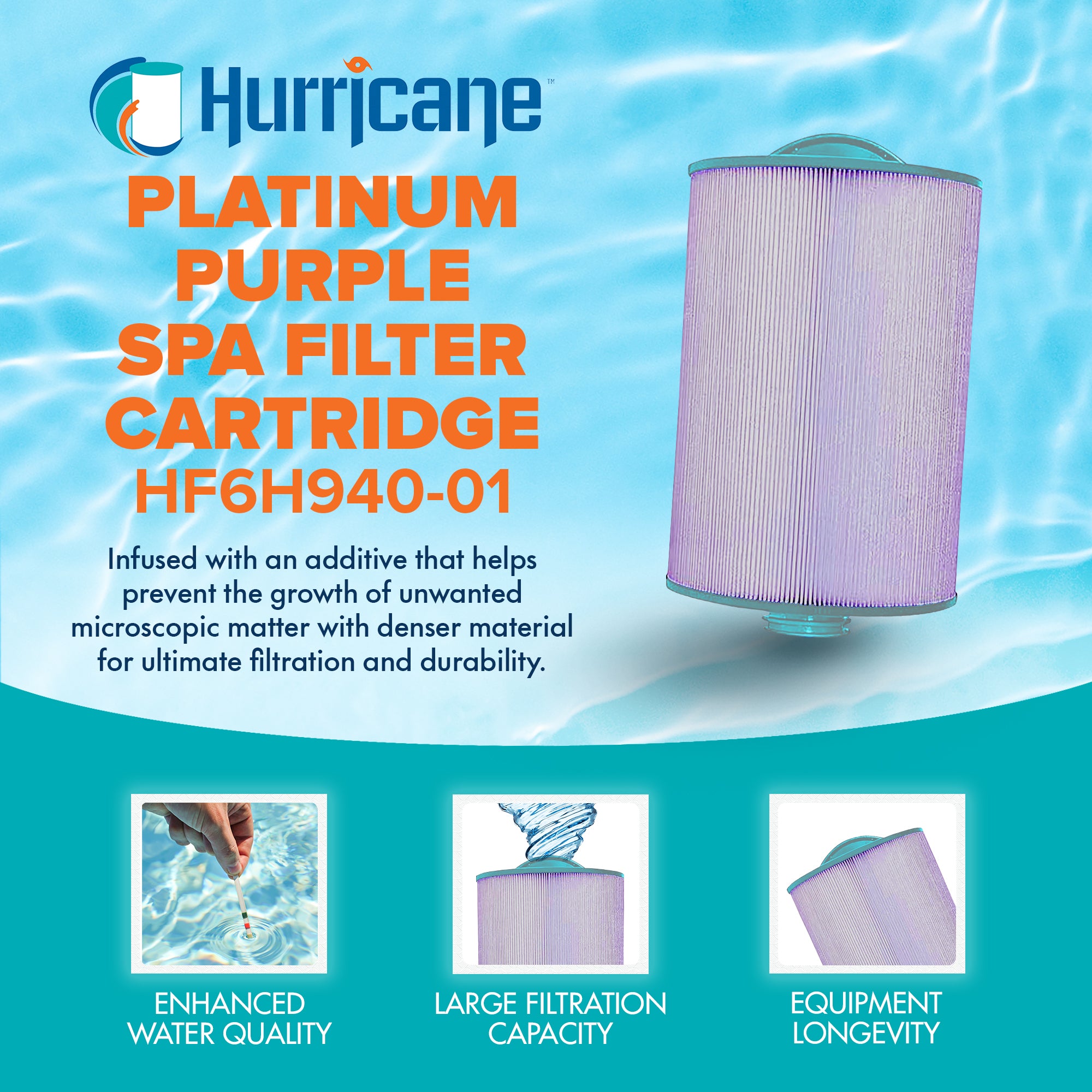 Hurricane 4 Pack HF6H940-01P Platinum Purple Spa Filter Cartridge Replacement