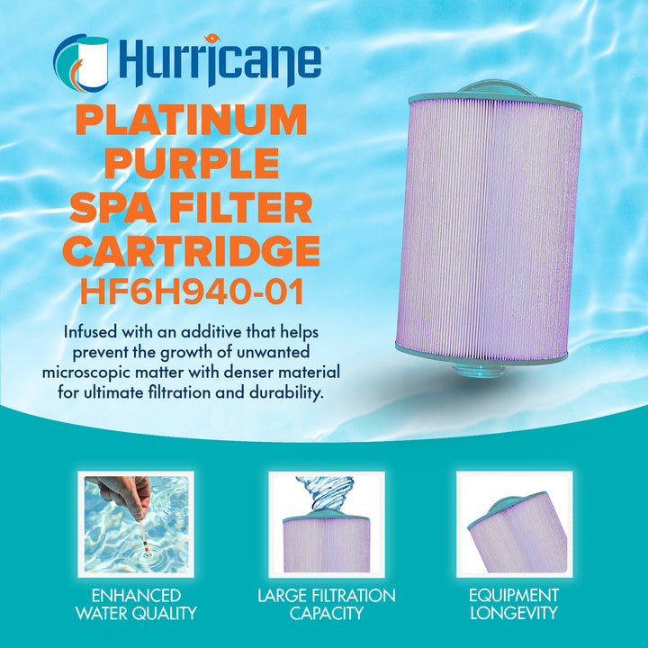 Hurricane HF6H940-01P Platinum Purple Pool and Spa Filter Cartridge Replacement