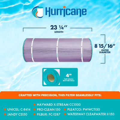 Hurricane Filters HF8414 Platinum Purple Spa Filter Cartridge Replacement, 3 Pck