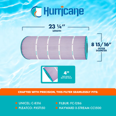 Hurricane 2 Pack HF8316-01P Platinum Purple Pool Filter Cartridge Replacement