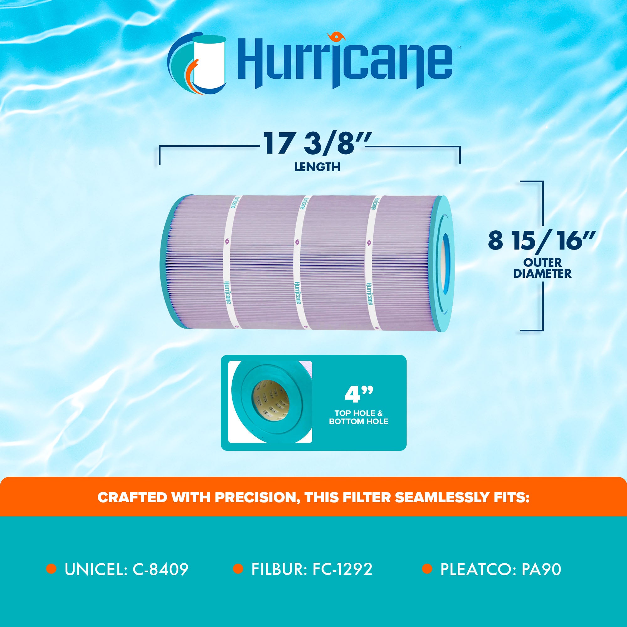 Hurricane Filters 4 Pack HF8409 Platinum Purple Spa Filter Cartridge Replacement