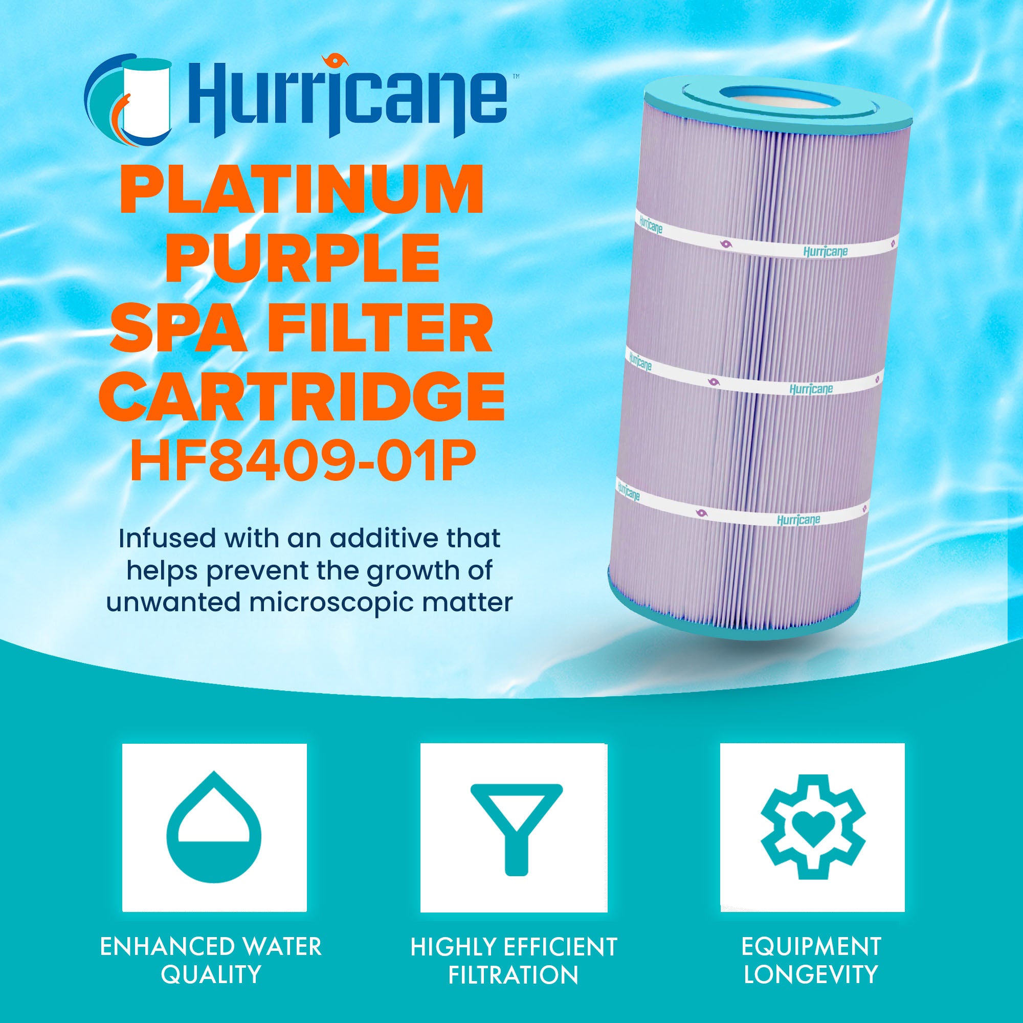 Hurricane Filters Platinum Purple Spa Filter Cartridge Replacement (Open Box) - VMInnovations