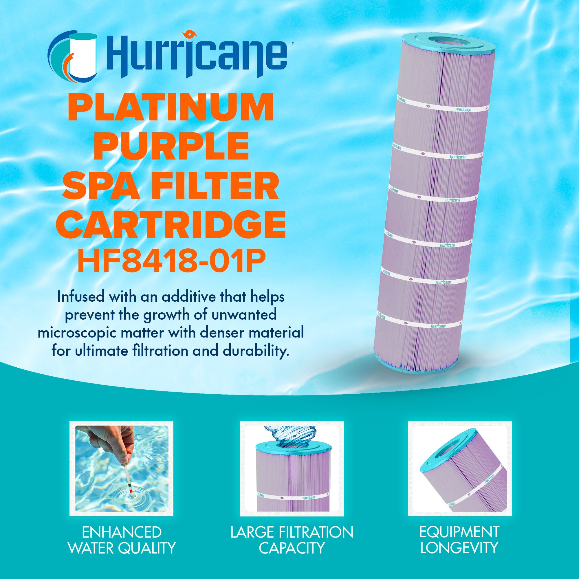 Hurricane 2 Pack HF8418-01P Platinum Purple Spa Filter Cartridge Replacement