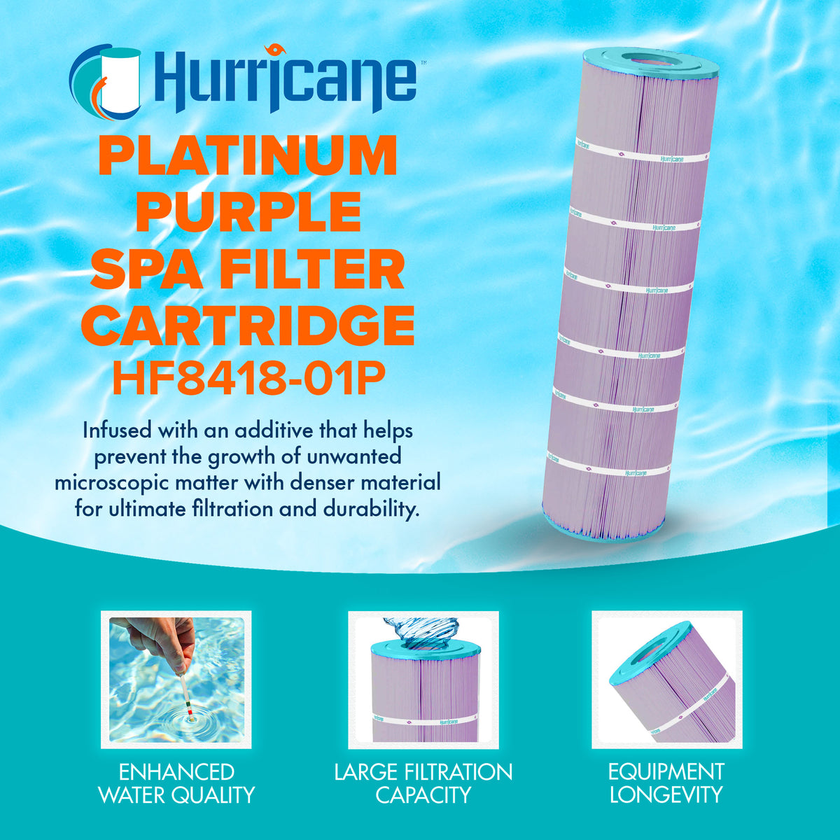 Hurricane 2 Pack HF8418-01P Platinum Purple Spa Filter Cartridge Replacement