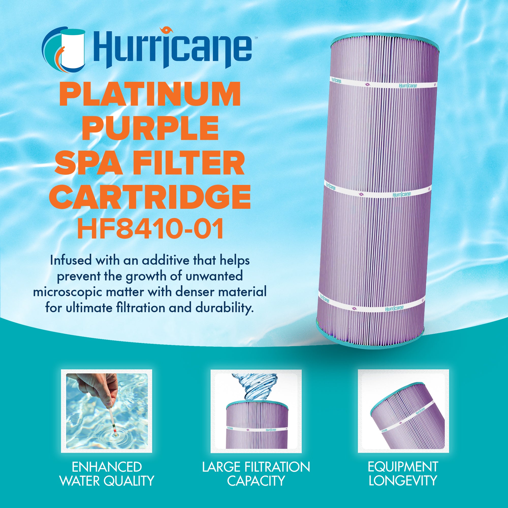 Hurricane 4 Pack HF8410-01P Platinum Purple Pool Filter Cartridge Replacement