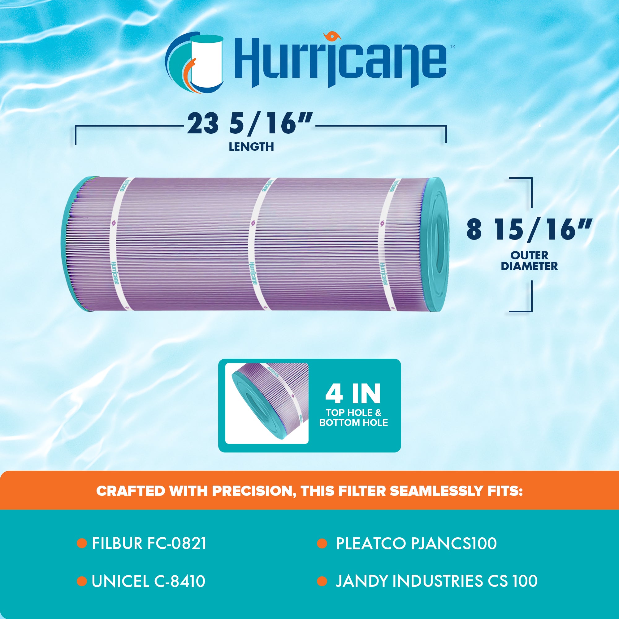 Hurricane 2 Pack HF8410-01P Platinum Purple Pool Filter Cartridge Replacement