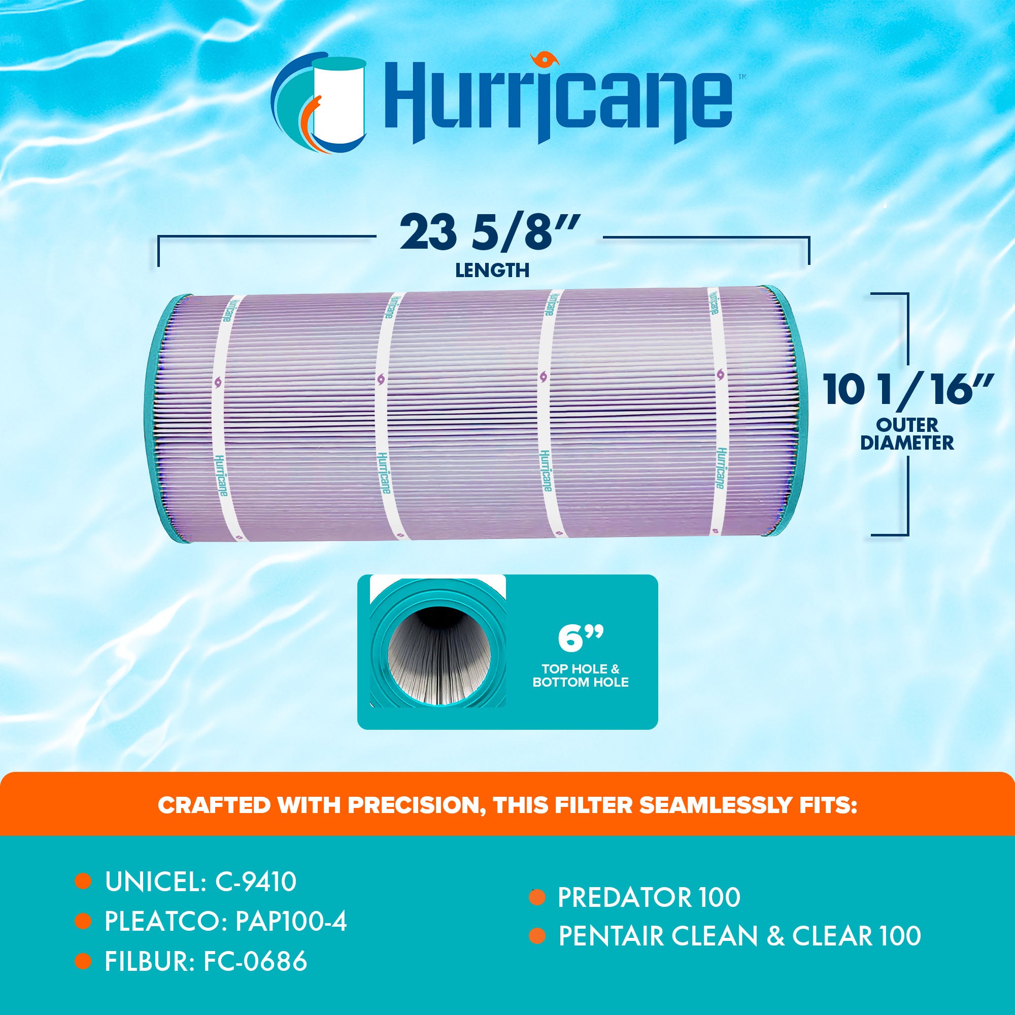 Hurricane 2 Pack HF9410-01P Platinum Purple Pool Filter Cartridge Replacement