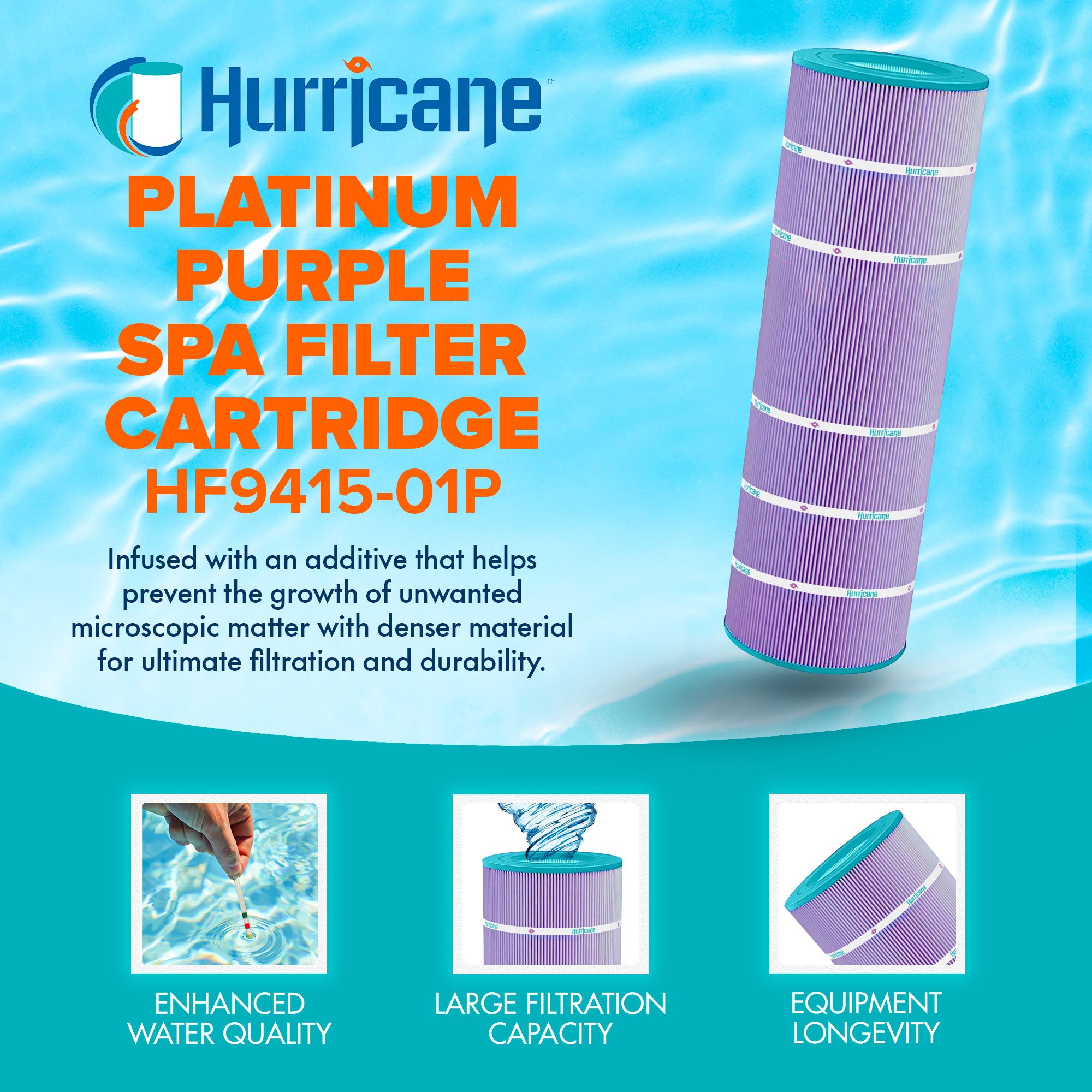 Hurricane Filters HF9415-01P Purple Spa Filter Cartridge Replacement (Open Box)