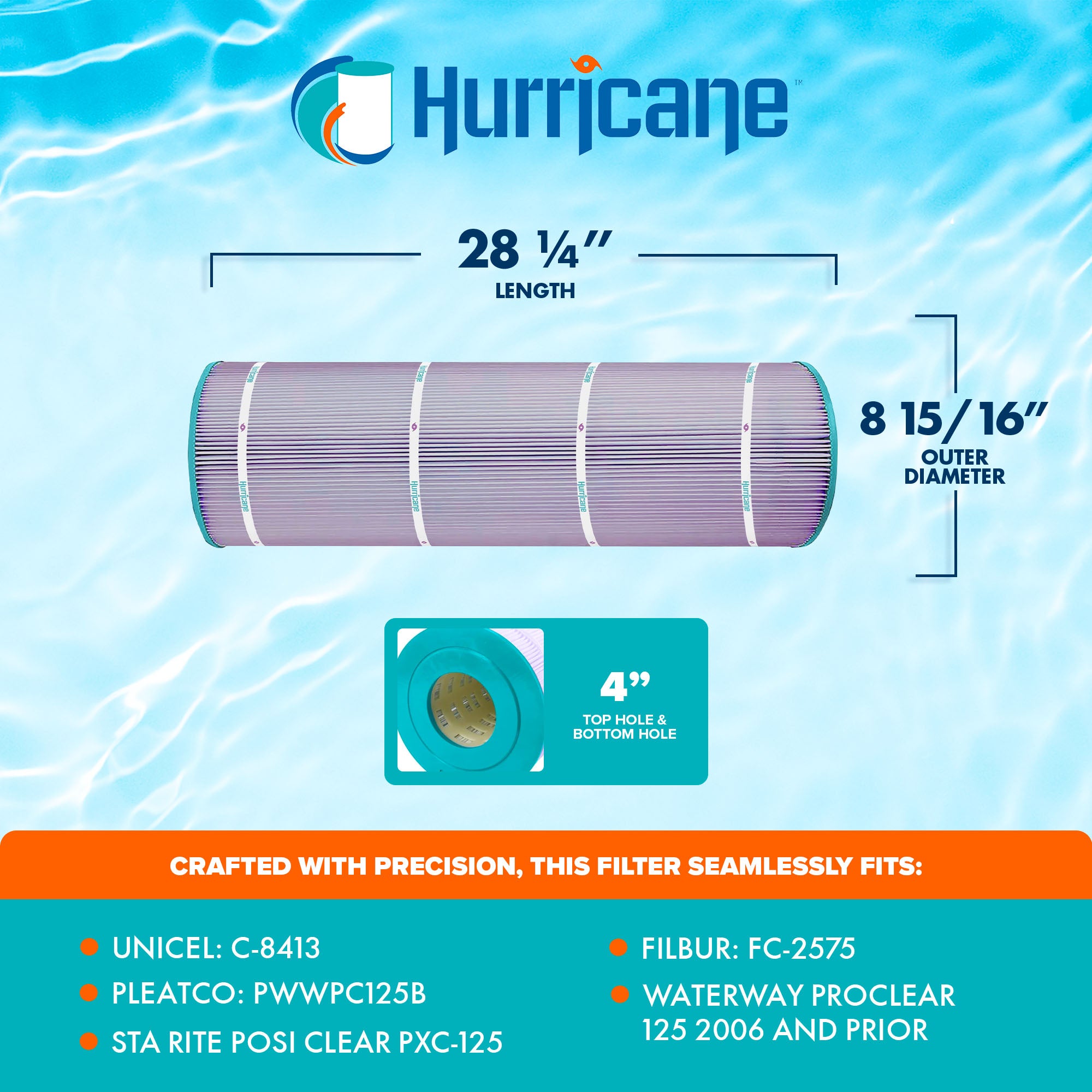 Hurricane Filters Platinum Purple Spa Filter Cartridge Replacement (Open Box)