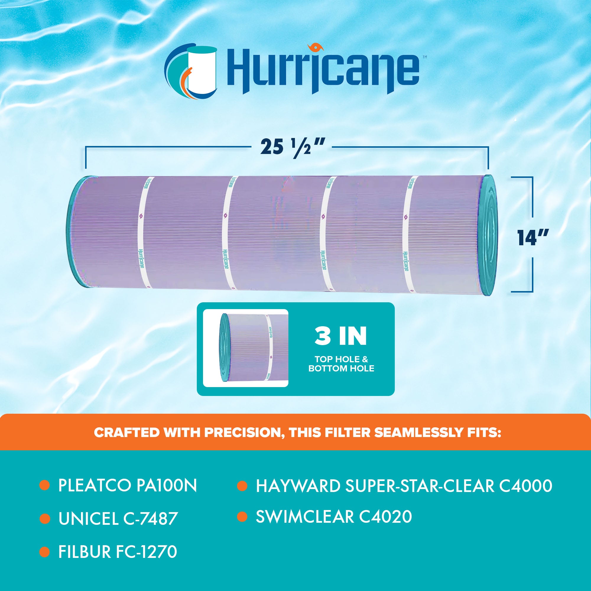 Hurricane 16 Pack HF7487-04P Platinum Purple Spa Filter Cartridge Replacement