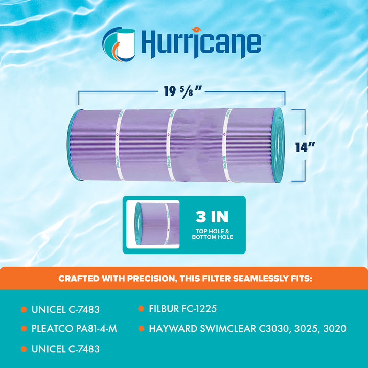Hurricane Filters HF7483-04P Purple Pool Cartridge Replacement, 4 Pack(Open Box)