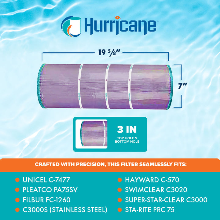 Hurricane Filters HF7477-04P Platinum Purple Spa Cartridge Replacement, 4 Pack