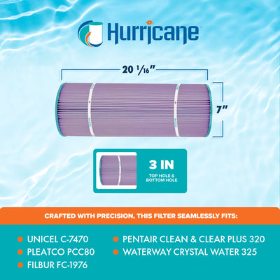 Hurricane 4 Pack HF7470-04P Platinum Purple Pool Filter Cartridge Replacement