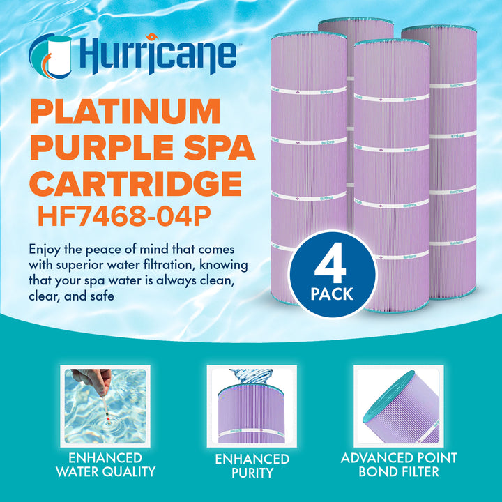 Hurricane 4 Pack HF7468-04P Purple Pool Filter Cartridge Replacement (Open Box)