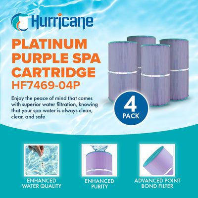 Hurricane 8 Pack HF7469-04P Platinum Purple Pool Filter Cartridge Replacement