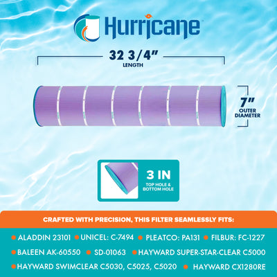 Hurricane 8 Pack HF7494-04P Purple Platinum Pool Filter Cartridge Replacement
