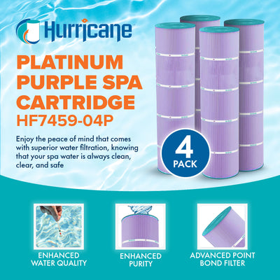 Hurricane 4 Pack- Platinum Purple Pool Filter Cartridge Replacement (Open Box)