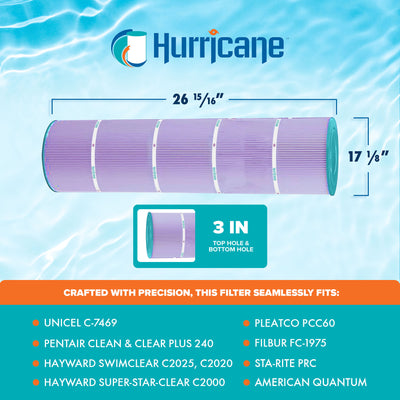 Hurricane Filters HF7459-04P Platinum Purple Spa Cartridge Replacement, 4 Pack