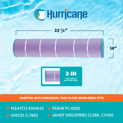 Hurricane 16 Pack HF7482-04P Platinum Purple Spa Filter Cartridge Replacement