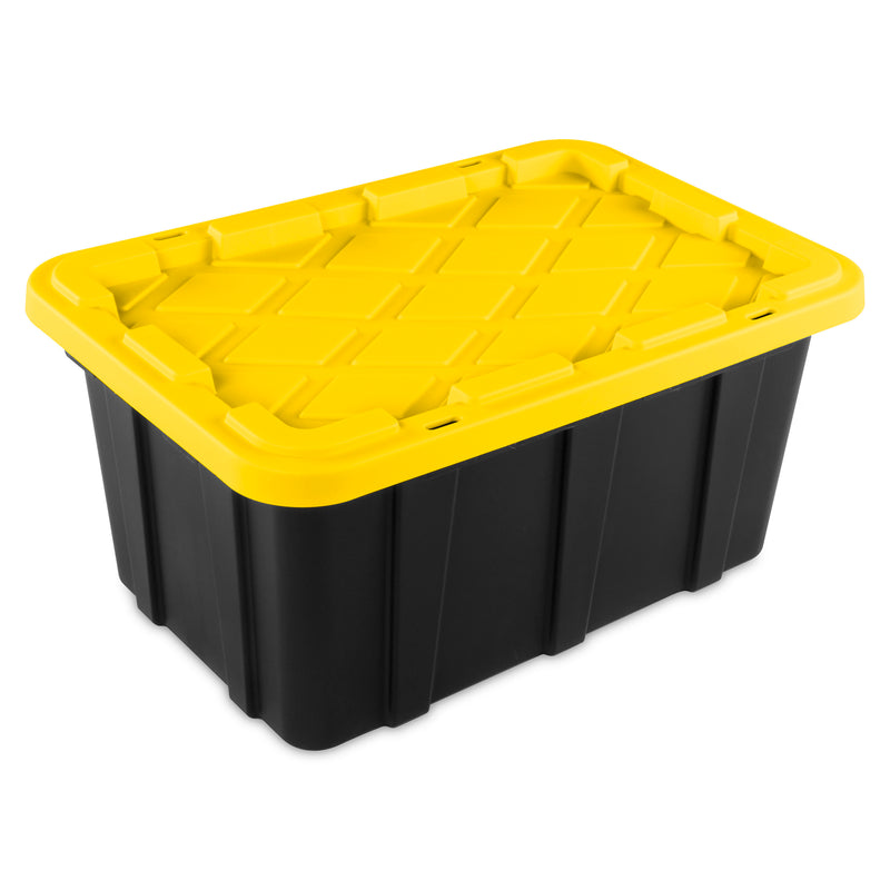 Sterilite 17 Gallon Industrial Stackable Storage Tote Lidded Containers, 6 Pack