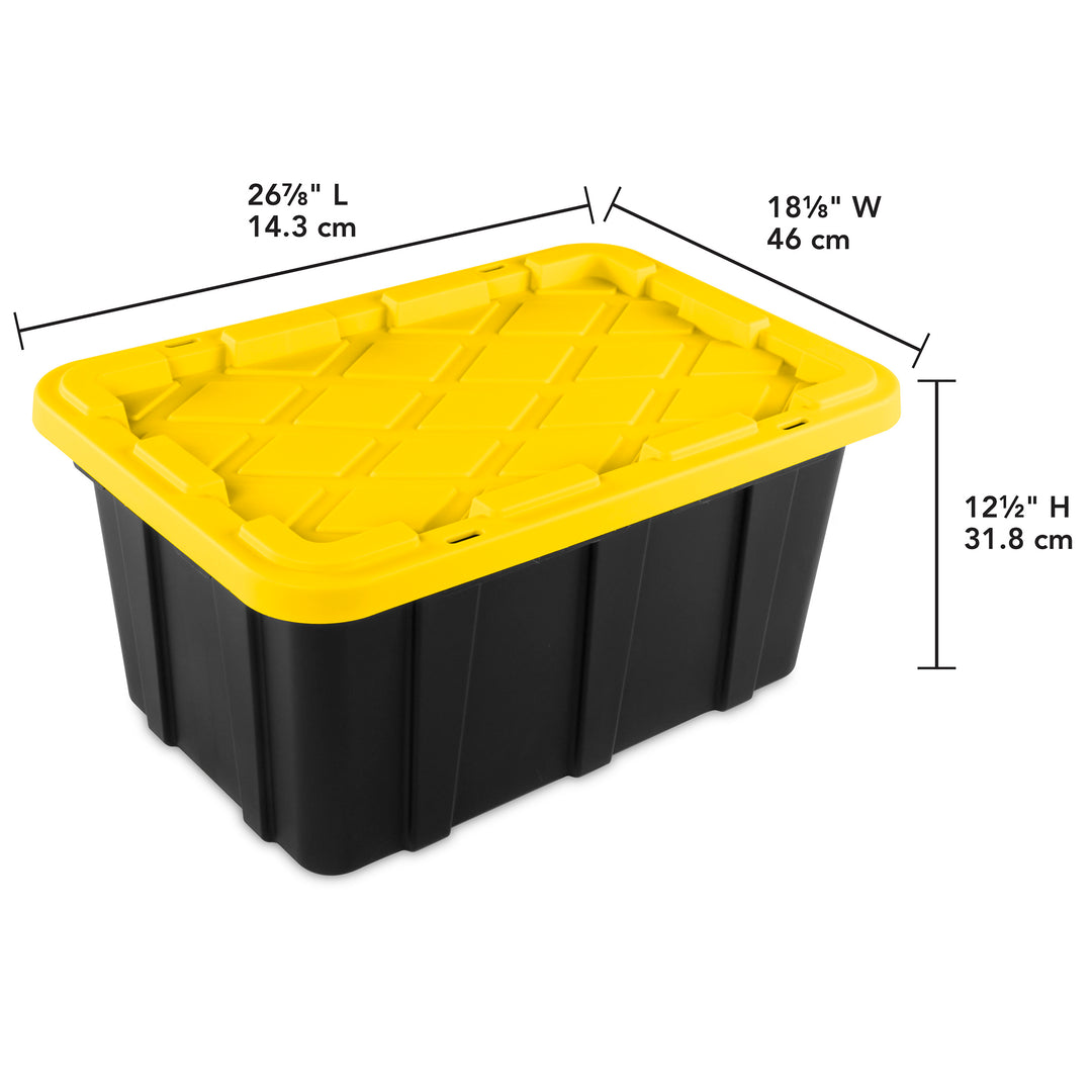 Sterilite 17 Gallon Industrial Stackable Storage Tote Lidded Containers, 6 Pack