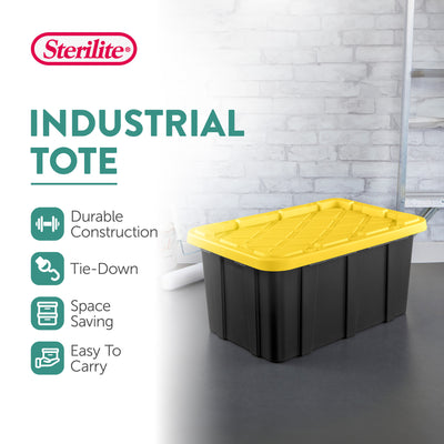 Sterilite 17 Gallon Industrial Stackable Storage Tote Lidded Containers, 18 Pack